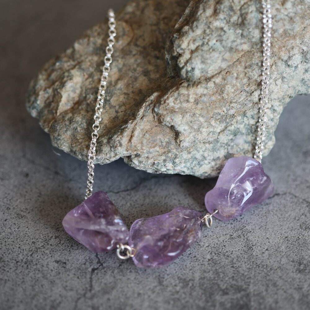SALE! Chunky Amethyst and Silver Necklace